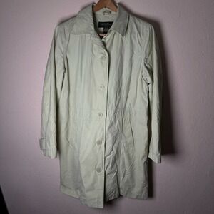 Eddie Bauer Womens Trench Coat Lightweight Rain Jacket Spring Pea Green‎ Large